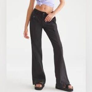 Aeropostale Women's 90s Y2K Charcoal Black Flare Low-Rise Pants